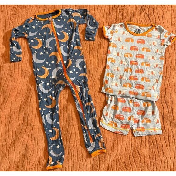 KicKee Pants BUNDLE Moon & Stars Sleeper & KicKee Pants Camper Pajama Set - Picture 4 of 16